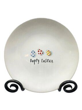 Rae Dunn Happy Easter Dessert Salad Plate 8" Easter Eggs Artisan Collection